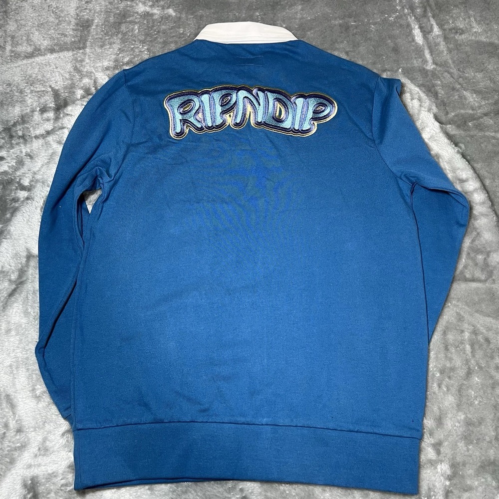 Ripndip Shirt Men Size Small Blue Polo Rugby Street Wear Embroidered New w/ Tags